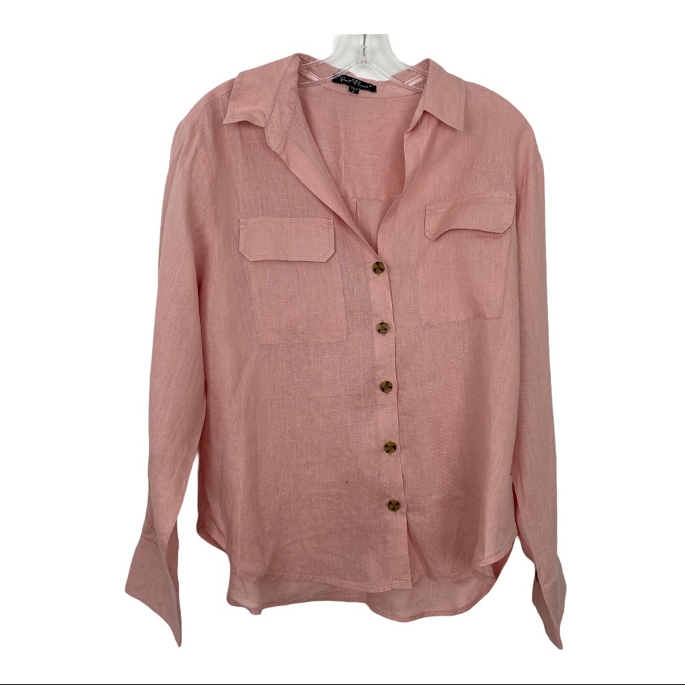 NWOT Velvet Heart Linen Blend Pink Shirt Large